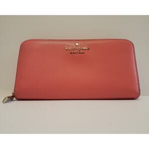 Kate Spade Cameron Street Lacey Leather Zip Around Wallet Pink Bonnet 4.25X8 #9W